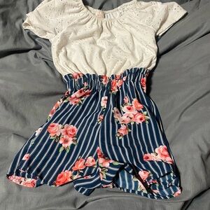 Charming Floral Striped Kids Romper